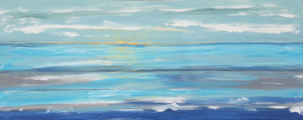 Sunrise of My Dreams- Ocean | Oil And Acrylic Painting in Paintings by Twyla Gettert