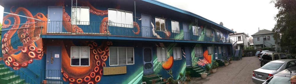 Killer Octopus Mural | Street Murals by Lindsey Millikan | Private Residence - Oakland, CA in Oakland