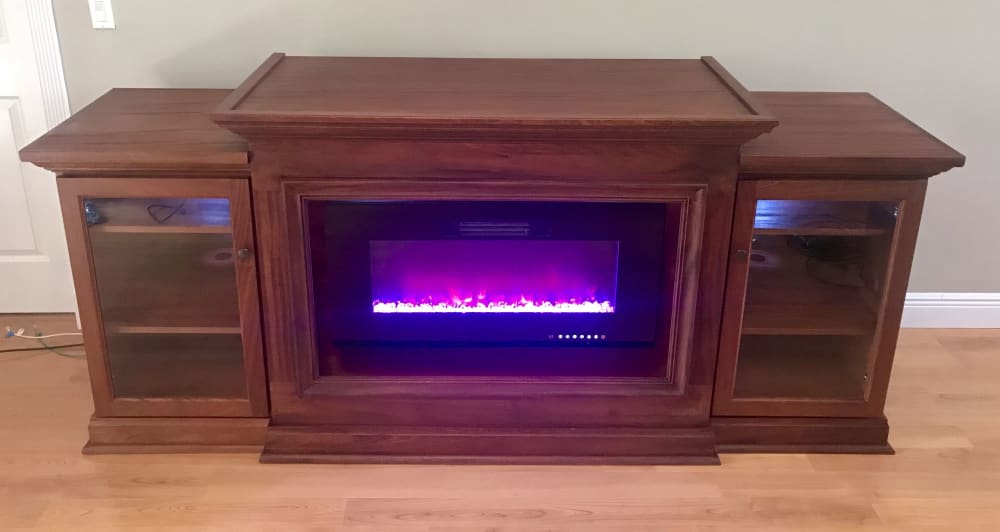 Entertainment Center with LED Fireplace | Media Console in Storage by Wolfkill Woodwork