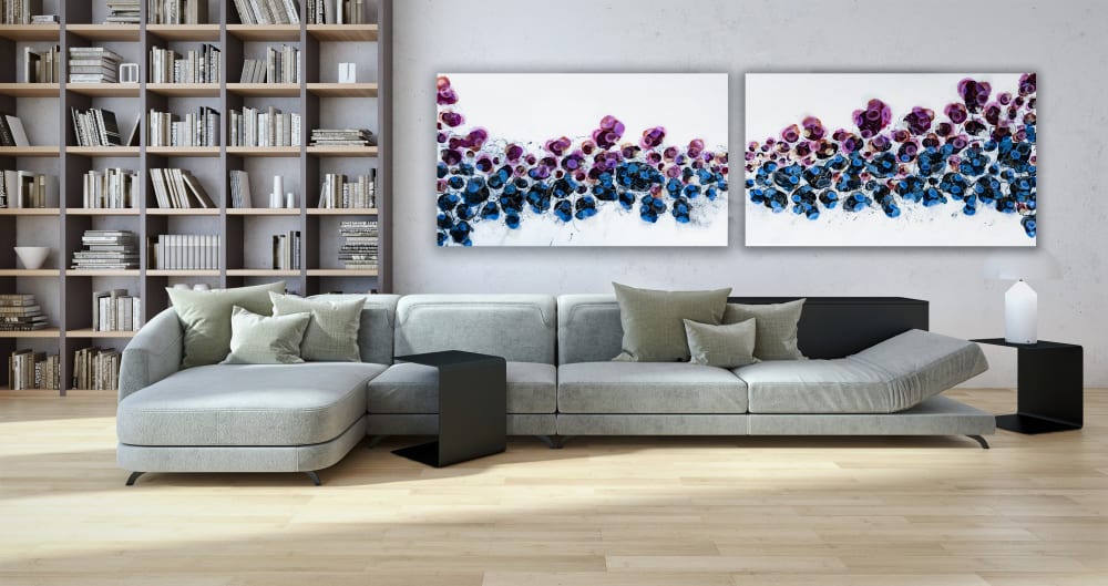'DAHLIAS' - Luxury Epoxy Resin Abstract Artwork | Oil And Acrylic Painting in Paintings by Christina Twomey Art + Design