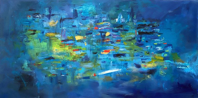 Blue Bayou Acrylic Abstract | Oil And Acrylic Painting in Paintings by Strokes by Red - Red (Linda Harrison)