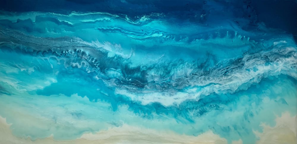 Private Collection:  Blue Hawaiian | Oil And Acrylic Painting in Paintings by MELISSA RENEE fieryfordeepblue  Art & Design