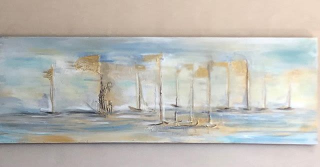 Abstract boats | Oil And Acrylic Painting in Paintings by KARDIMAGO