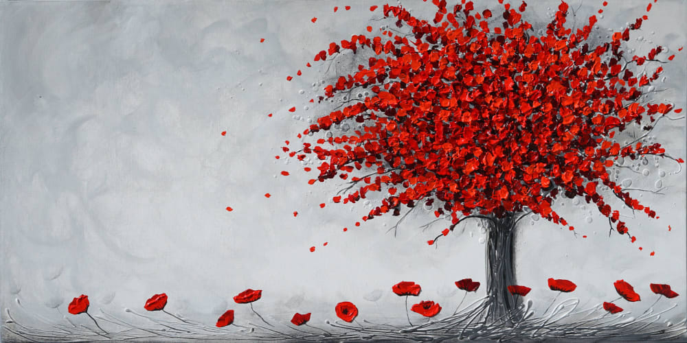 Red Dancing Tree | Oil And Acrylic Painting in Paintings by Amanda Dagg