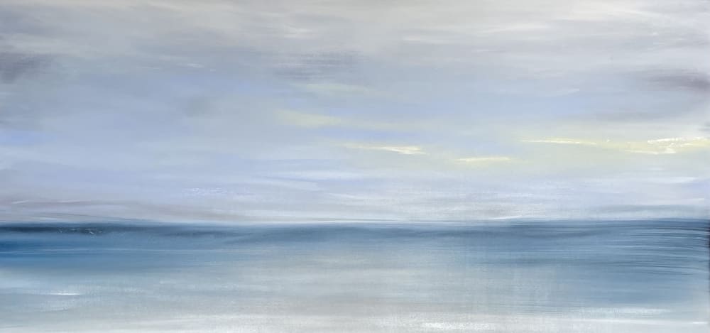 Light in New Horizon | Oil And Acrylic Painting in Paintings by Marine Gueguen Strage | US Army Corps of Engineers Bay Model Visitor Center in Sausalito