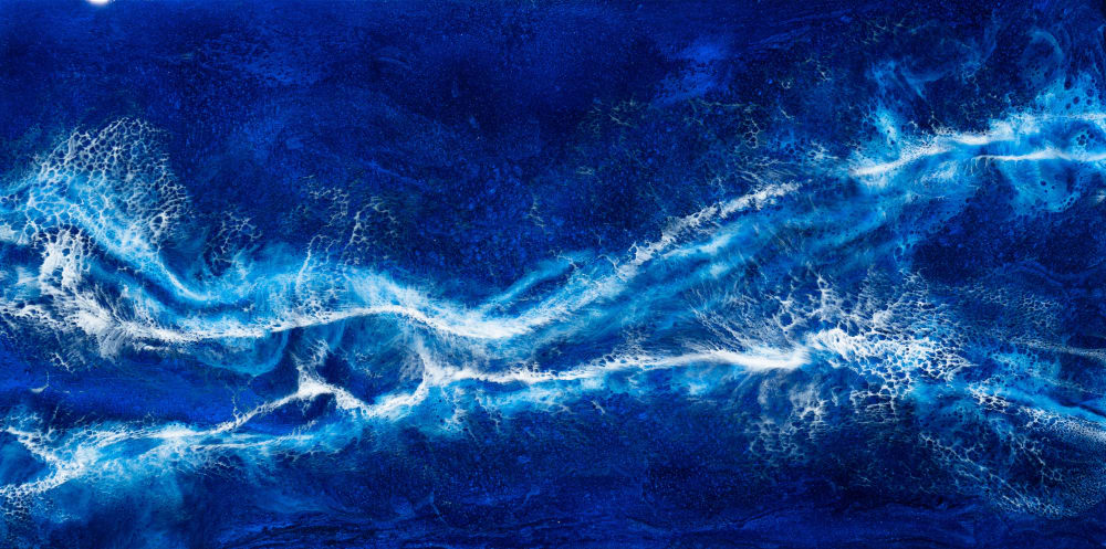 'BLUE CRUSH' - Ocean Seascape Luxury Resin Abstract Artwork | Oil And Acrylic Painting in Paintings by Christina Twomey Art + Design