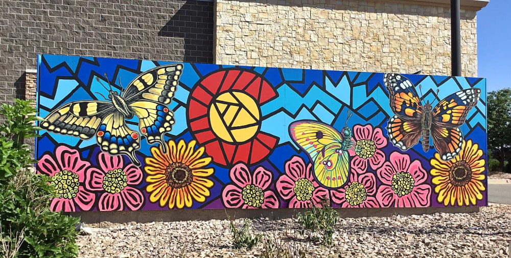 Colorado Butterfly Mural at Pioneer Hills Shopping Center | Street Murals by Christine Rose Curry