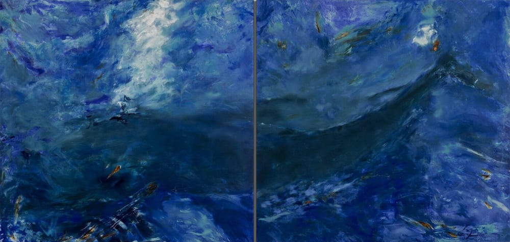 SOLD PRIVATE COLLECTION: LIVING OCEANS - MAUI II, diptych | Oil And Acrylic Painting in Paintings by Betty Jo Costanzo