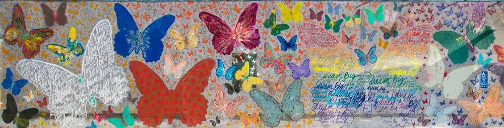 Dance of the Butterflies | Street Murals by Marisabel Bazan | John & Pete's Fine Wine & Spirits in West Hollywood