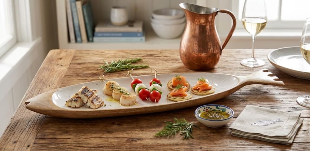 Handcrafted Wooden Fish Platter with Enamel Finish | Serveware by Famous Art Group Of Industries