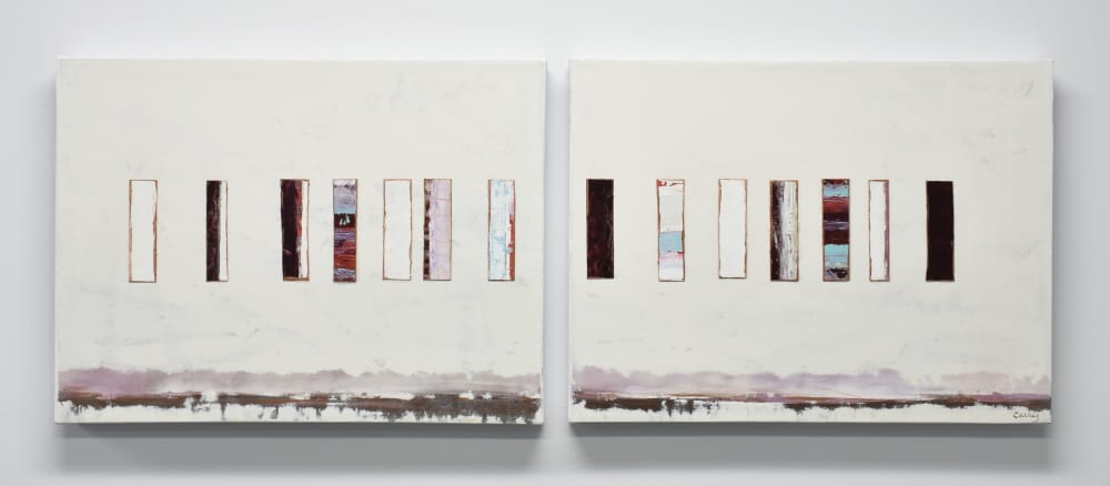 Soft Serenade - Mixed Media Diptych on Canvas | Collage in Paintings by Lisa Fine Art