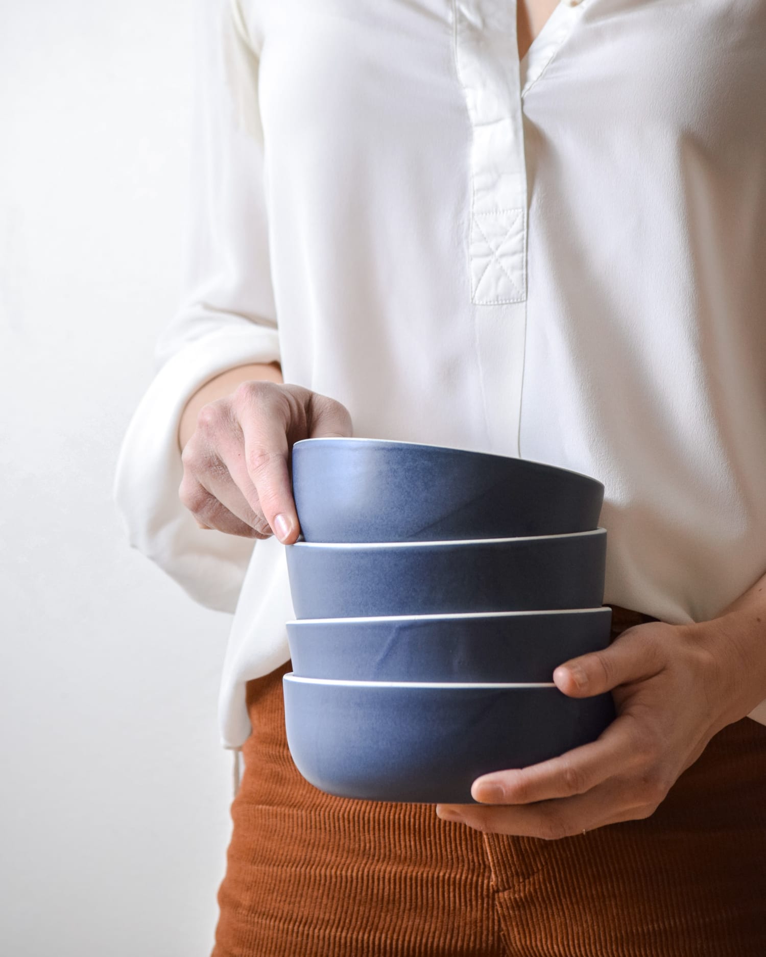 Blue ceramic bowls
