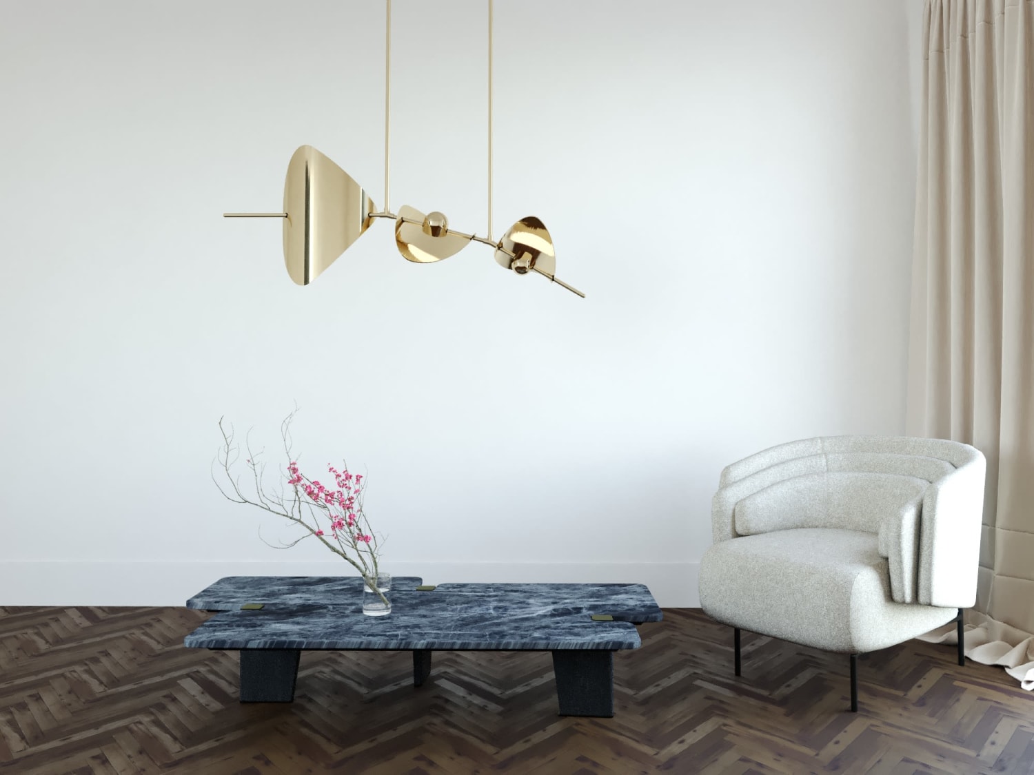 Contemporary gold chandelier