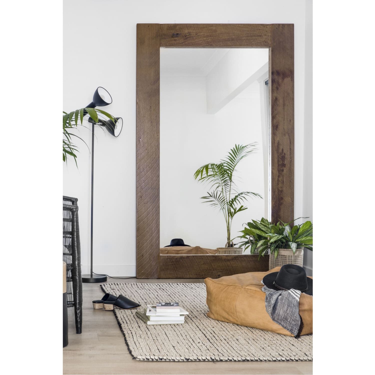 Classic wood frame oversized mirror