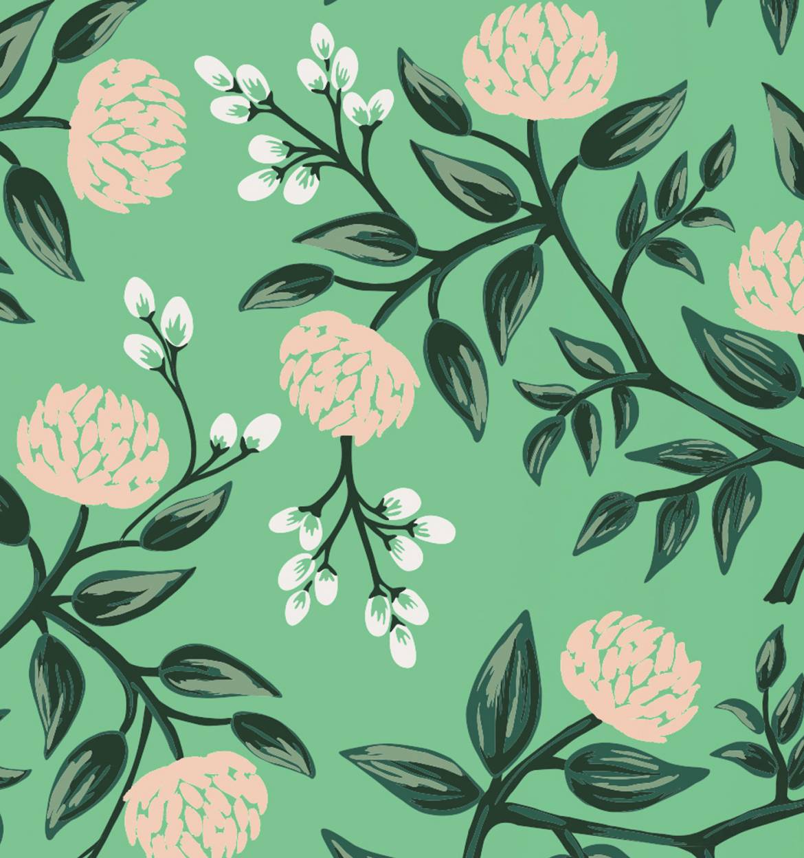 Peonies Mint by Rifle Paper Co. at Felix, Los Angeles | Wescover Wallpaper