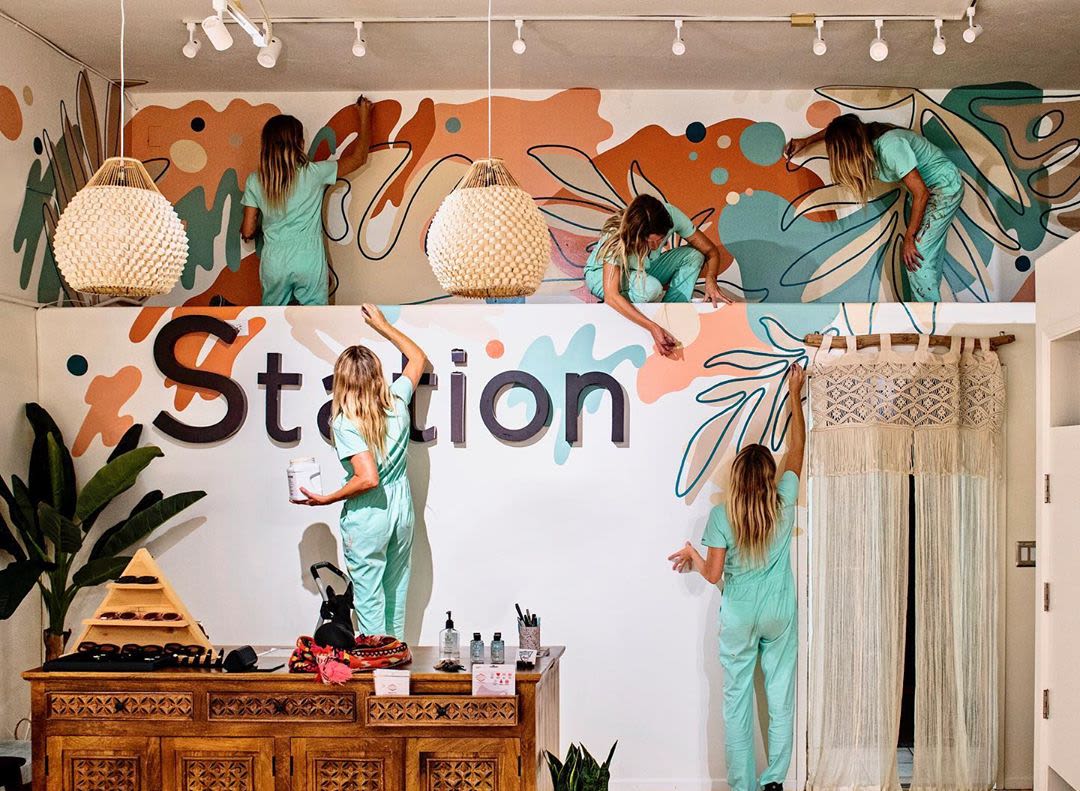 Station Salon Mural by pepallama at Station Salon, Encinitas | Wescover ...