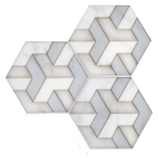 Gray white patter hex tile detail