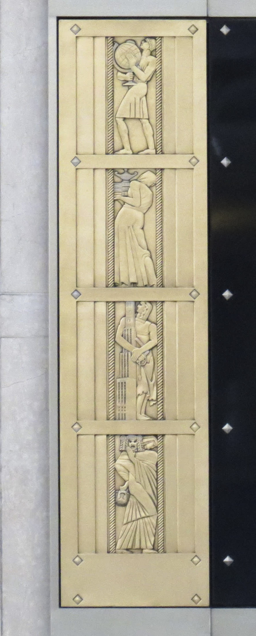 Elevator Doors Depicting Allegorical Figures by Lee Lawrie seen at 600