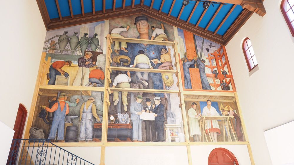 The Making Of A Fresco Showing The Building Of A City By Diego Rivera At San Francisco Art Institute San Francisco Wescover Murals