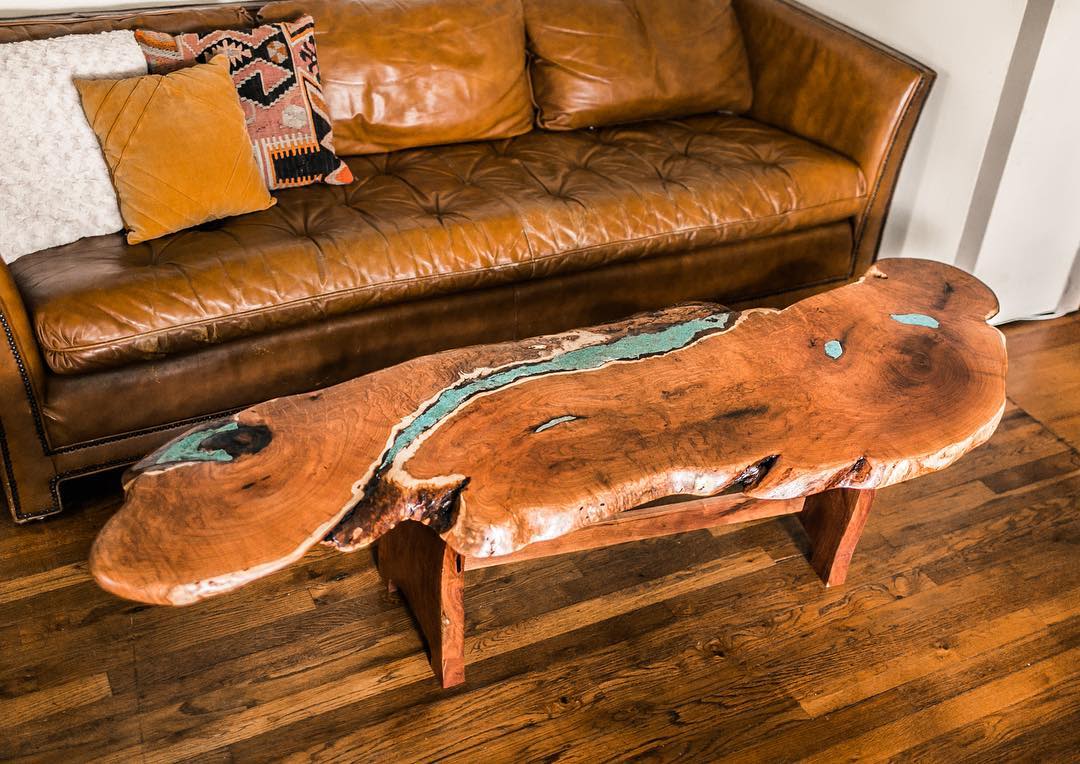 Live edge coffee table with resin