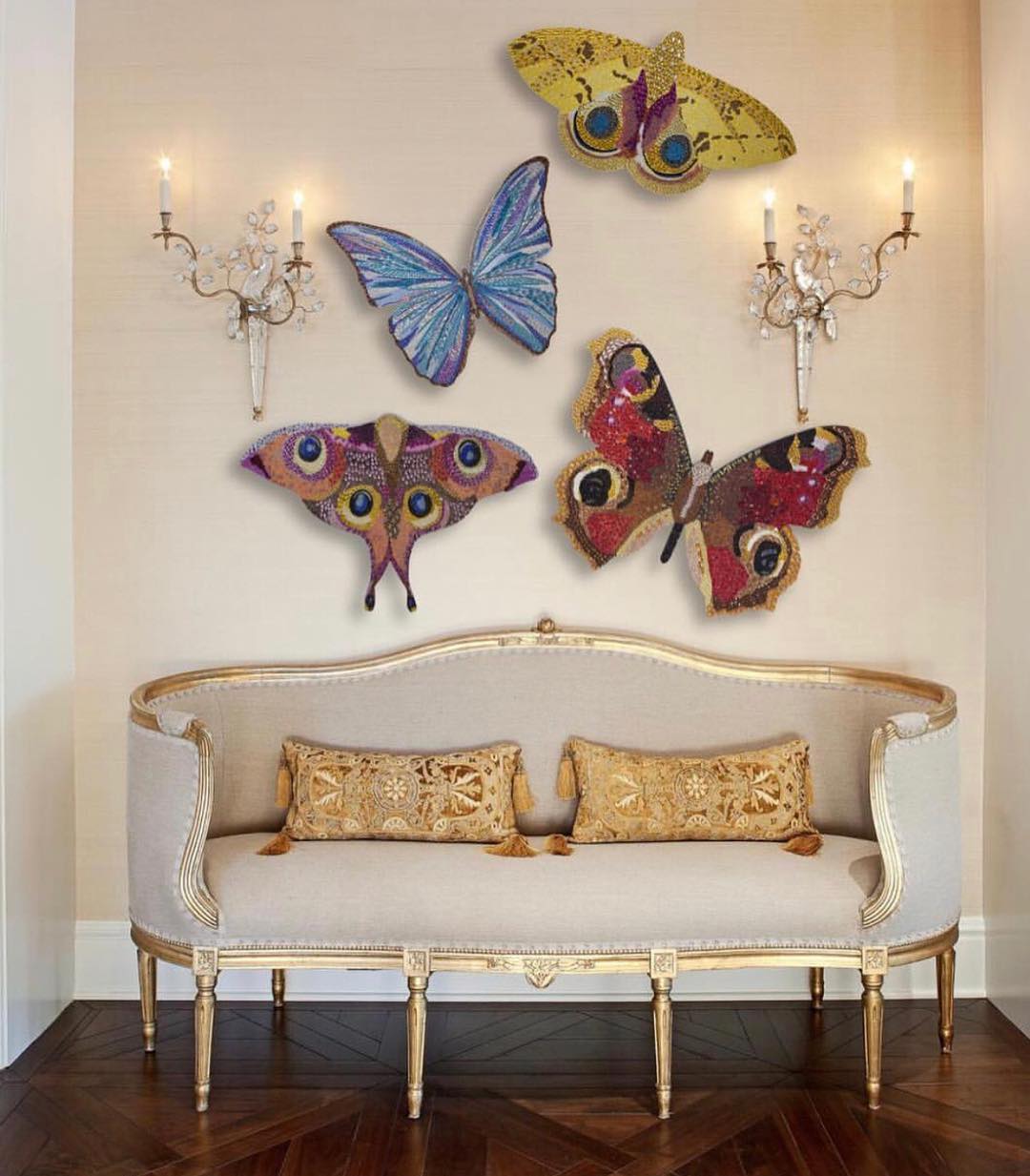 Multicolor butterfly wall sculptures