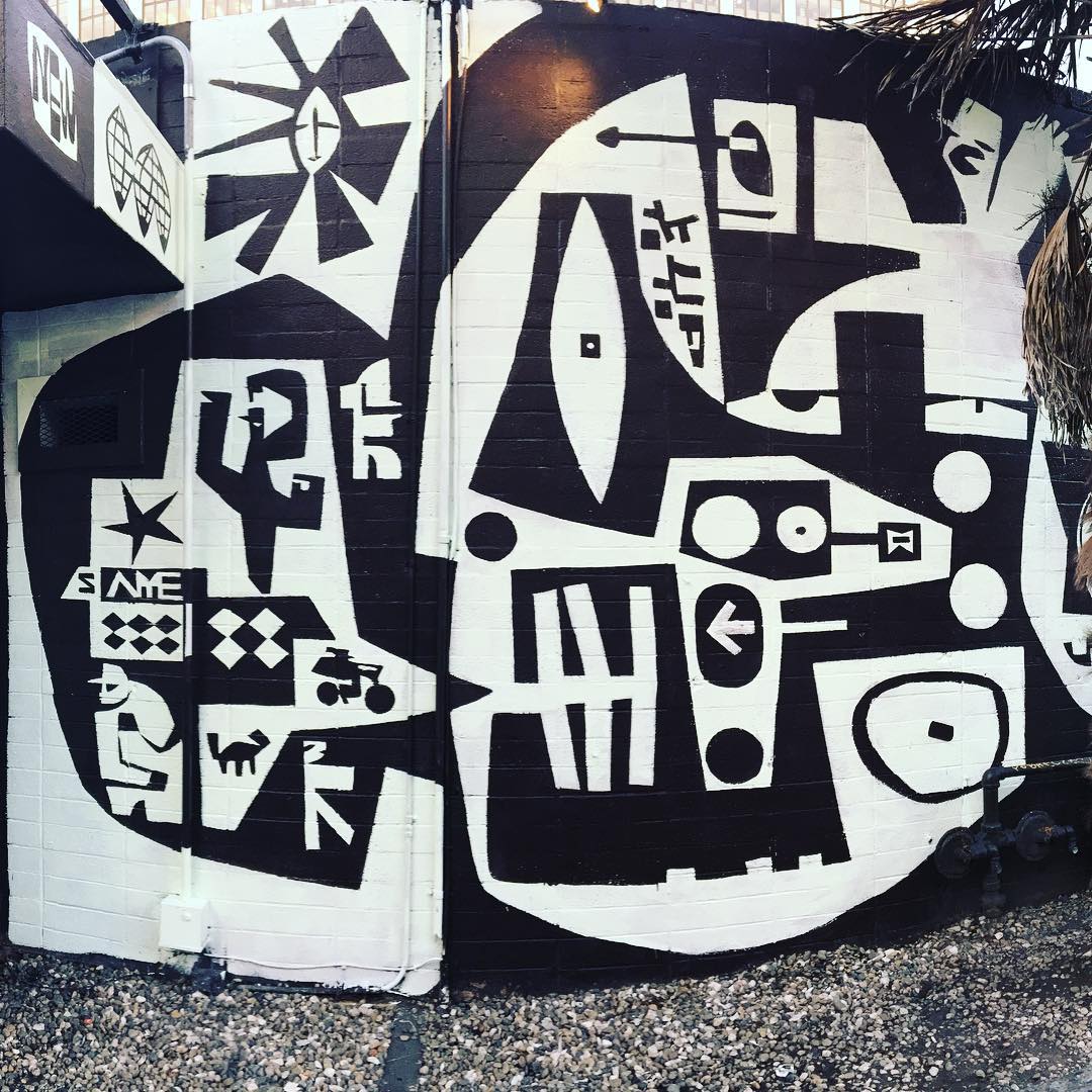 Black & White Mural by Brian Barneclo, Murals at Chambers, Night Club