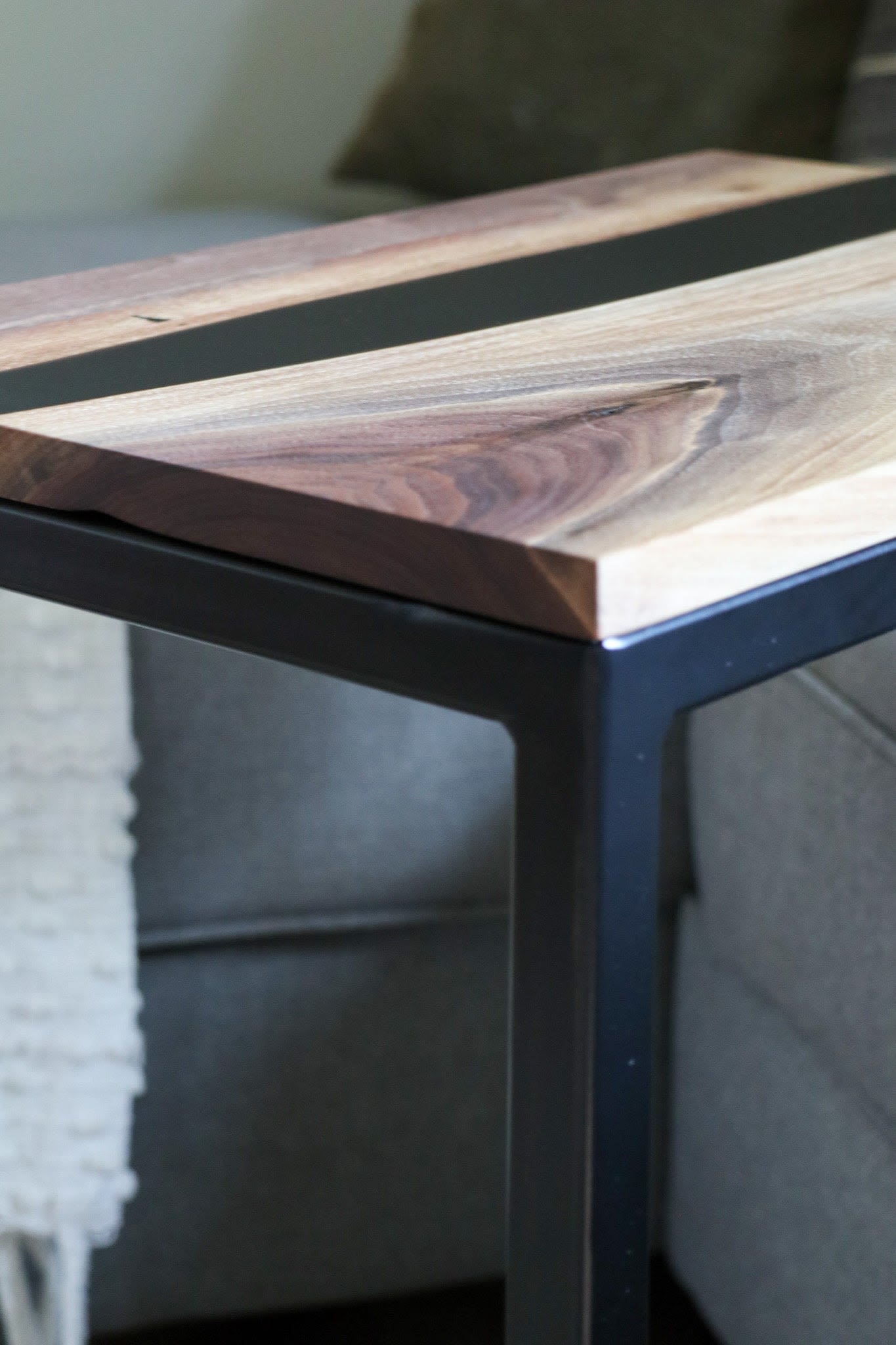 Black Epoxy Walnut River Side C Table