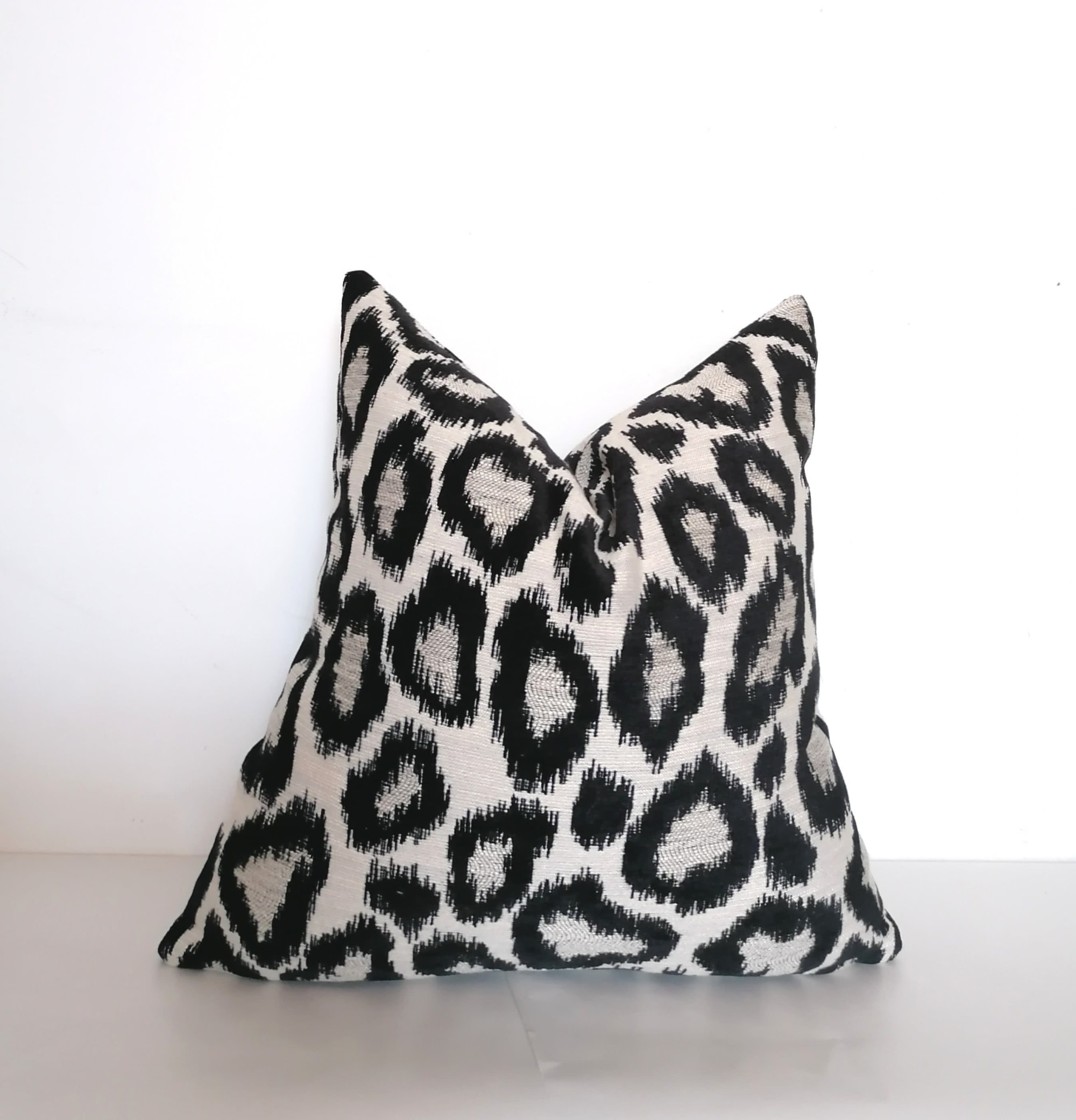 black and white leopard pillow // cheetah cushion cover by velvet