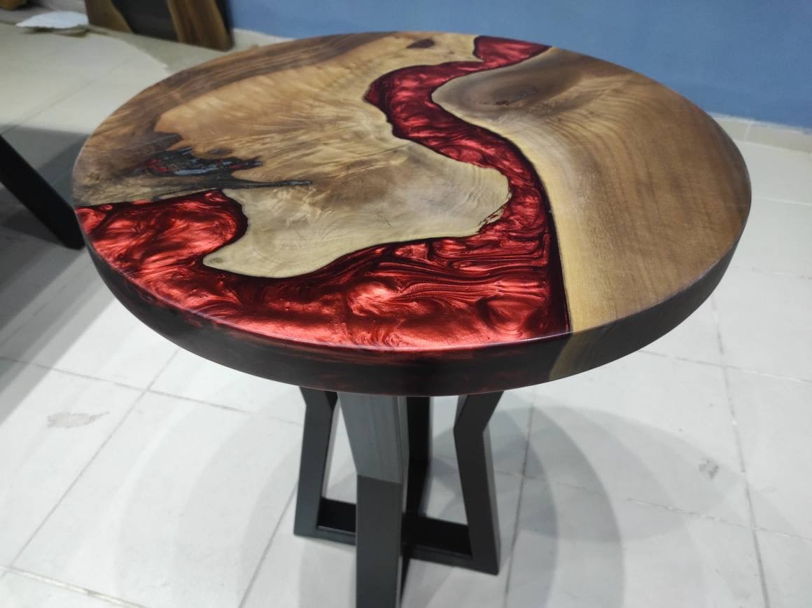 Walnut Epoxy River Coasters  Merlot Red - Custom Wood Furnishings