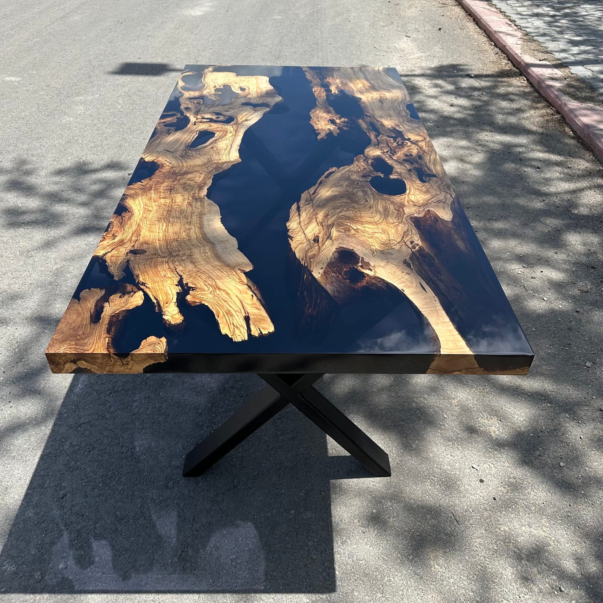 Unique Resin Olive Wood Dining Table, Handmade Epoxy Dining by  TigerWoodAtelier