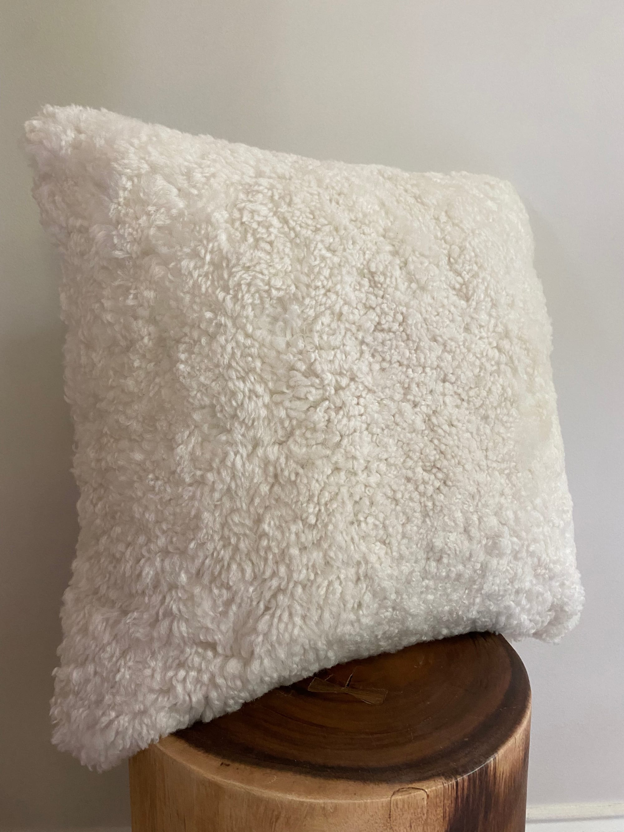 18” x 18” Tan Shearling Sheepskin Pillow by East Perry