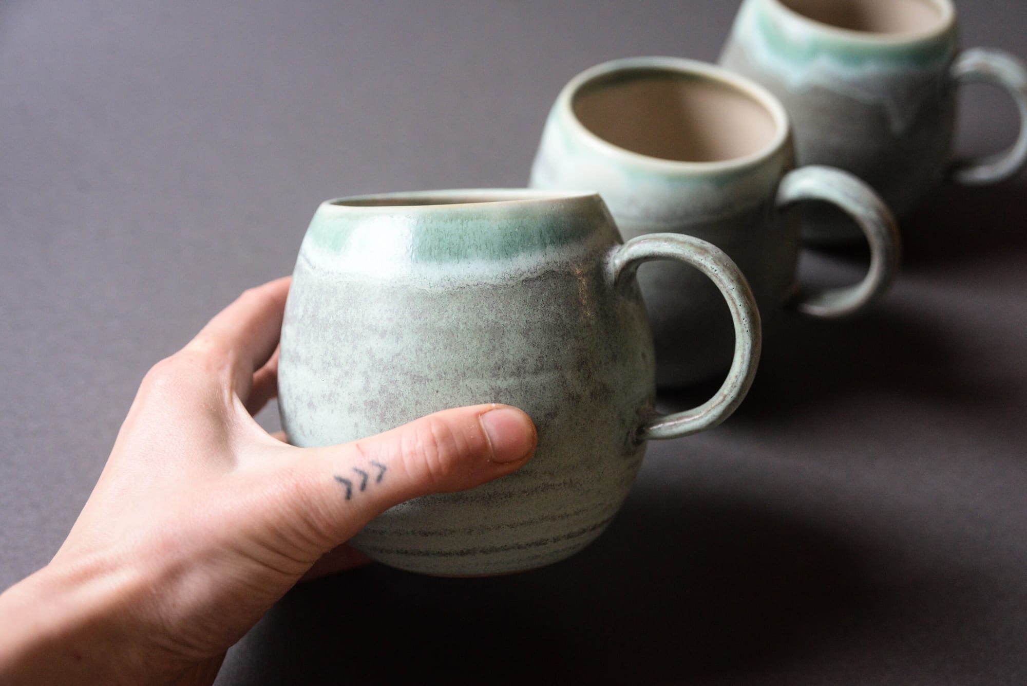 Hand Thrown Pottery Mug Turquoise White Handmade Pottery Mug Turquoise  Pottery Mug