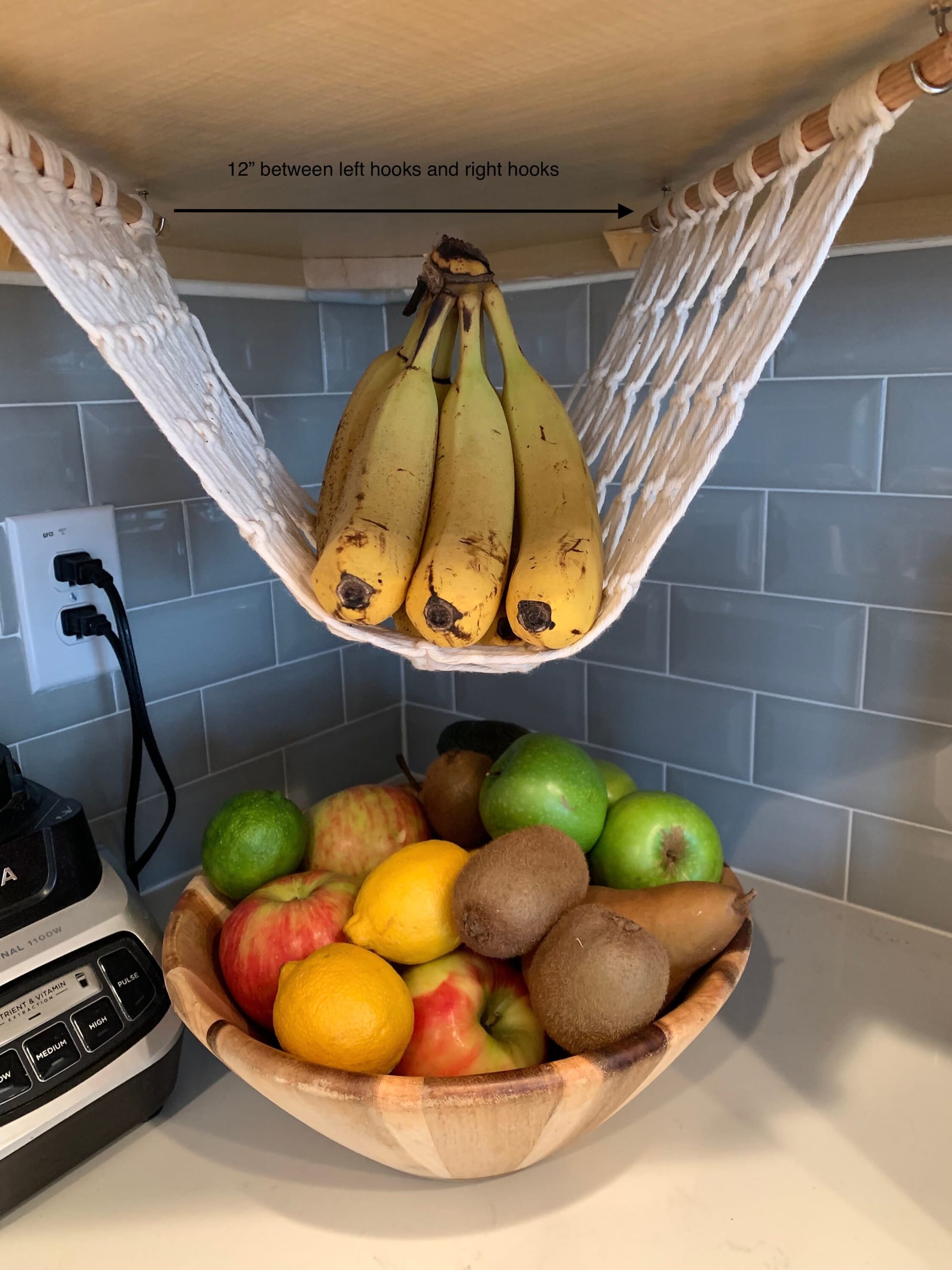 Macrame Fruit Hammock Under Cabinet - Hanging Basket for Kitchen Fruit  Holder US