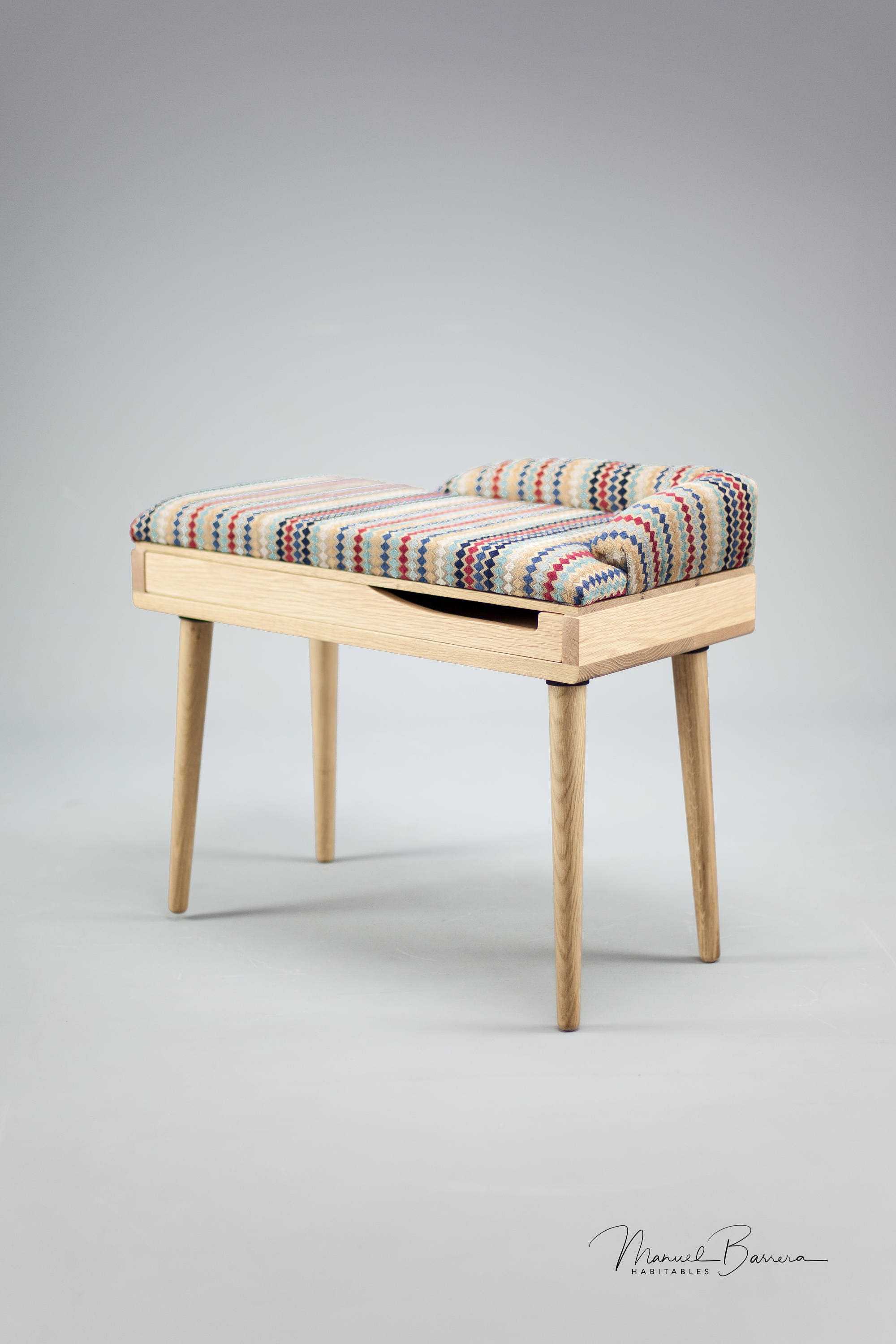 Upholstered Bench Stool Seat Ottoman by Manuel Barrera
