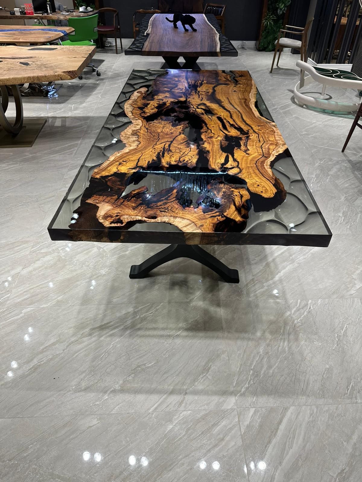 Black Transparent Epoxy Resin Table, Epoxy Dining Table by Tinella Wood