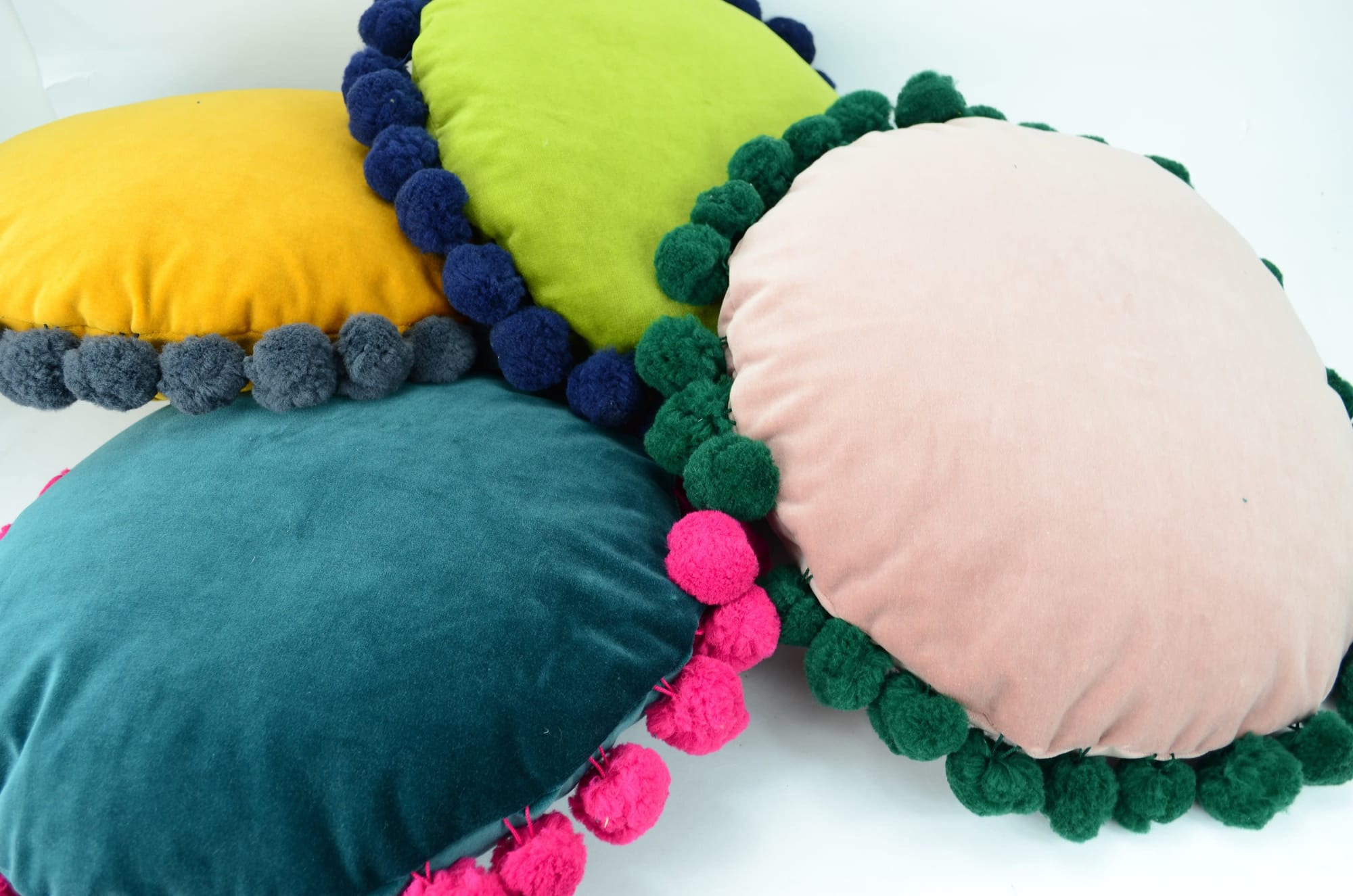 Velvet pom cheap pom cushion