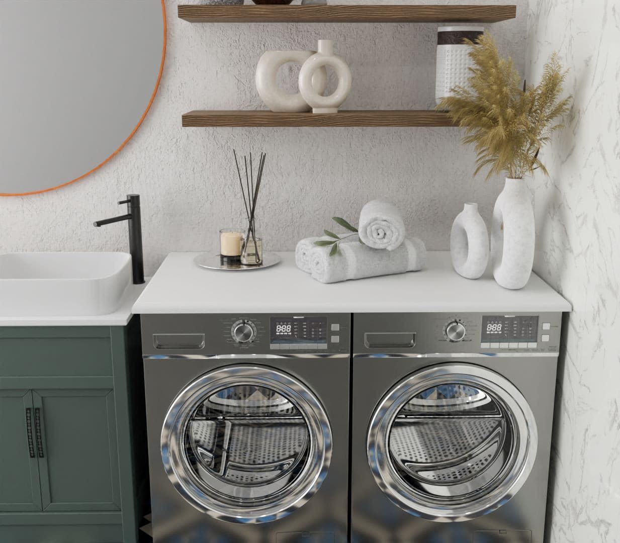 Washer and Dryer Topper, Wooden Countertop For Laundry Room by Picwoodwork