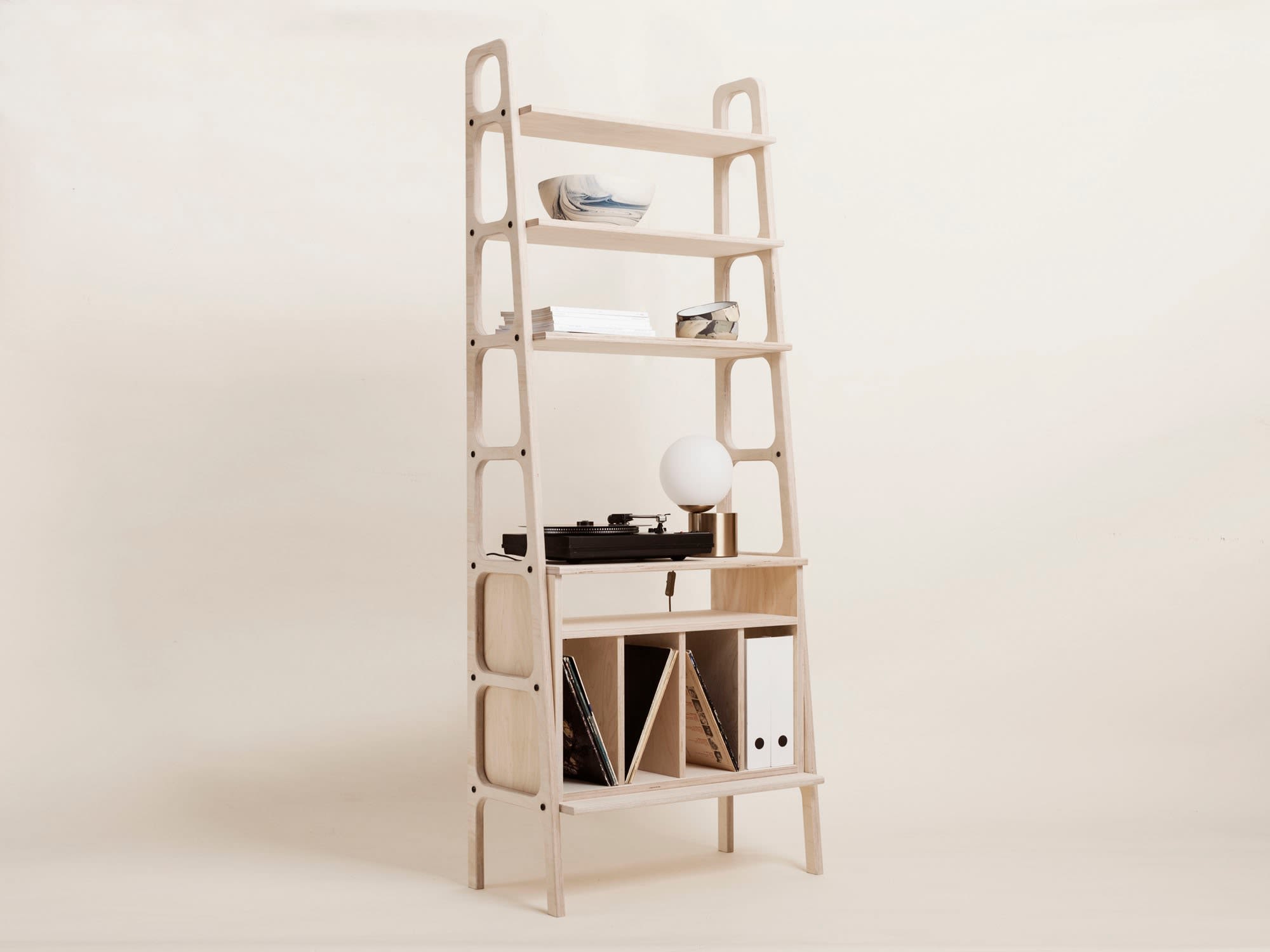 Record player stand, Vinyl record storage, Handmade Bookcase by Plywood
