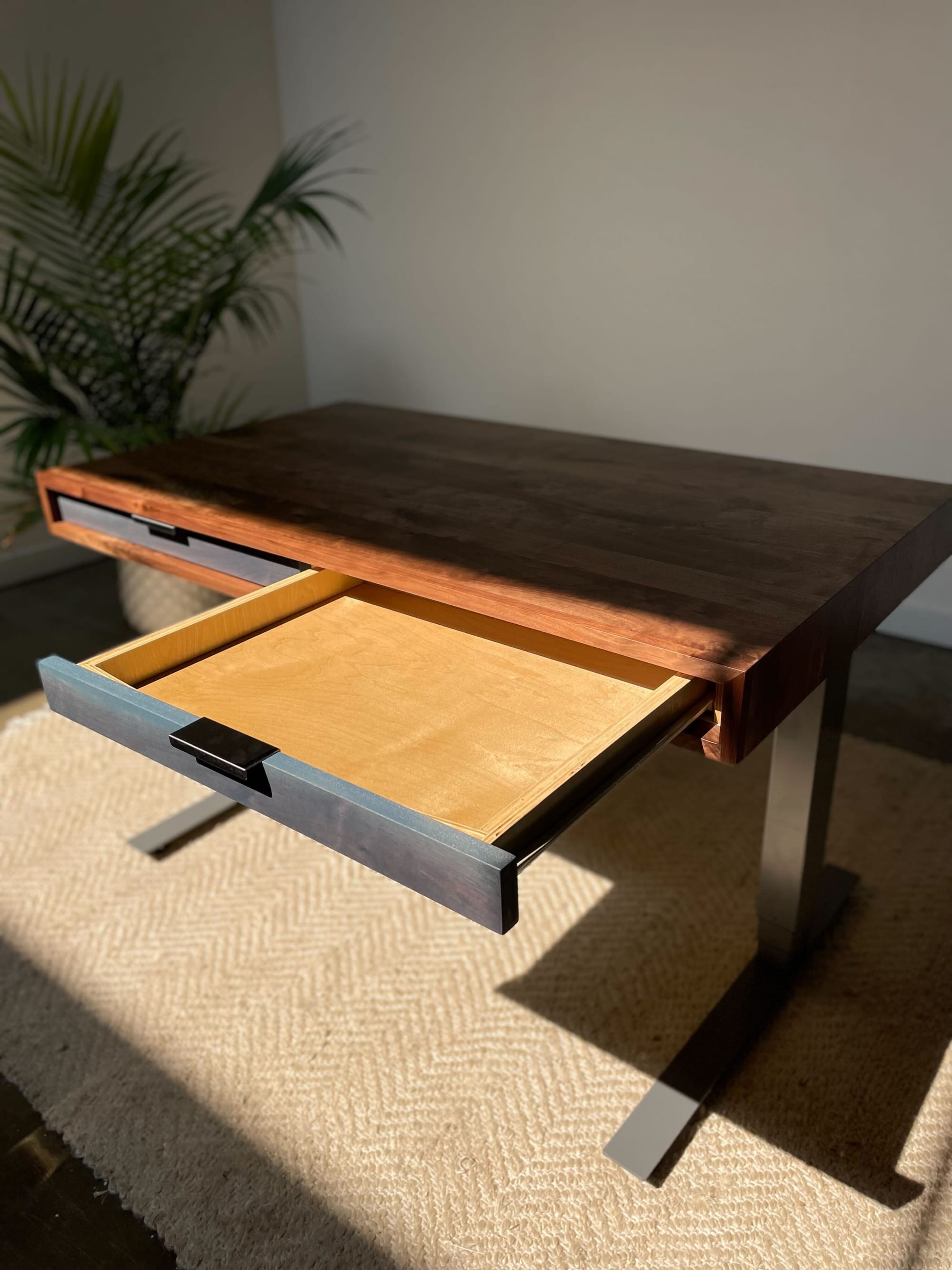 SLIM Standing Desk  Customize Your Modern Wood Desk With Drawers - ROMI  DESIGN