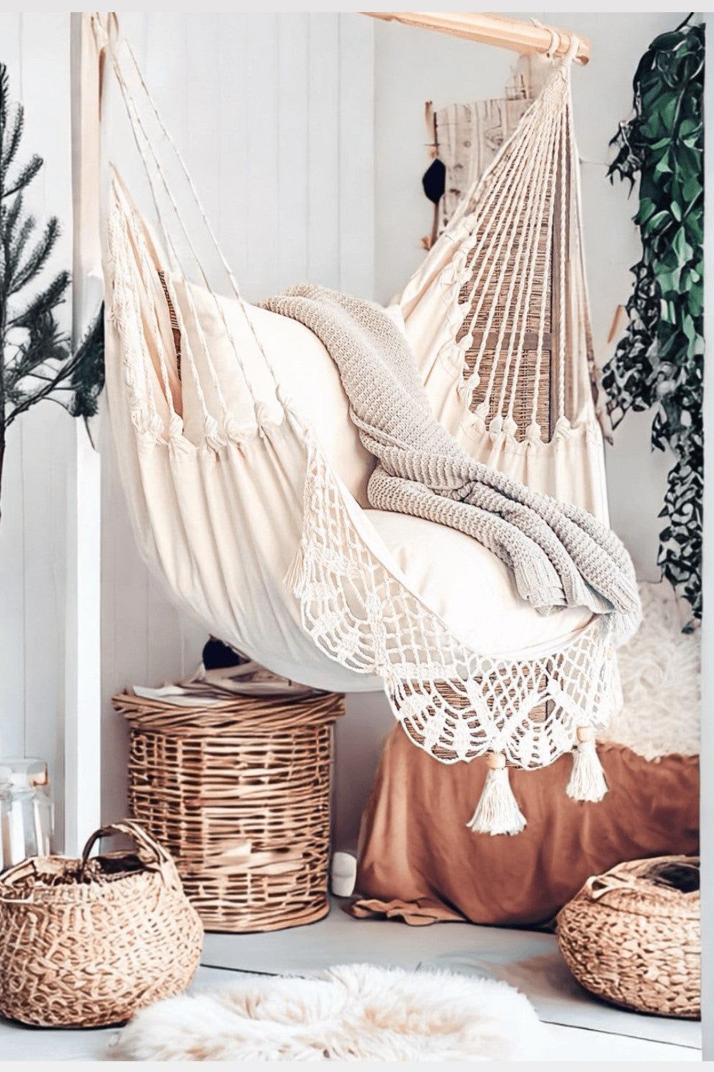 Crochet Hammock Swing Chair With Pillows LUCIA by Limbo Imports