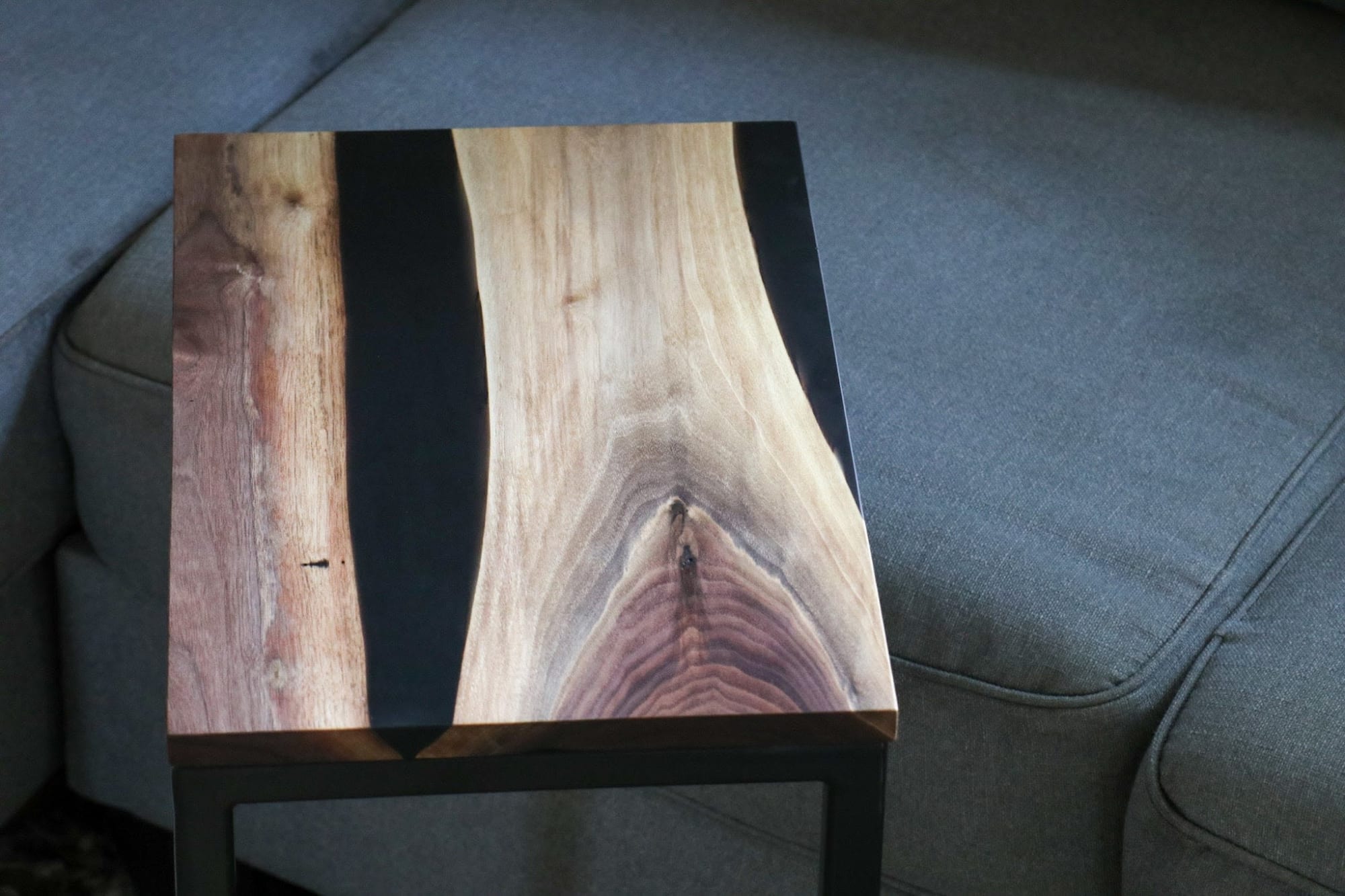 Black Epoxy Walnut River Side C Table