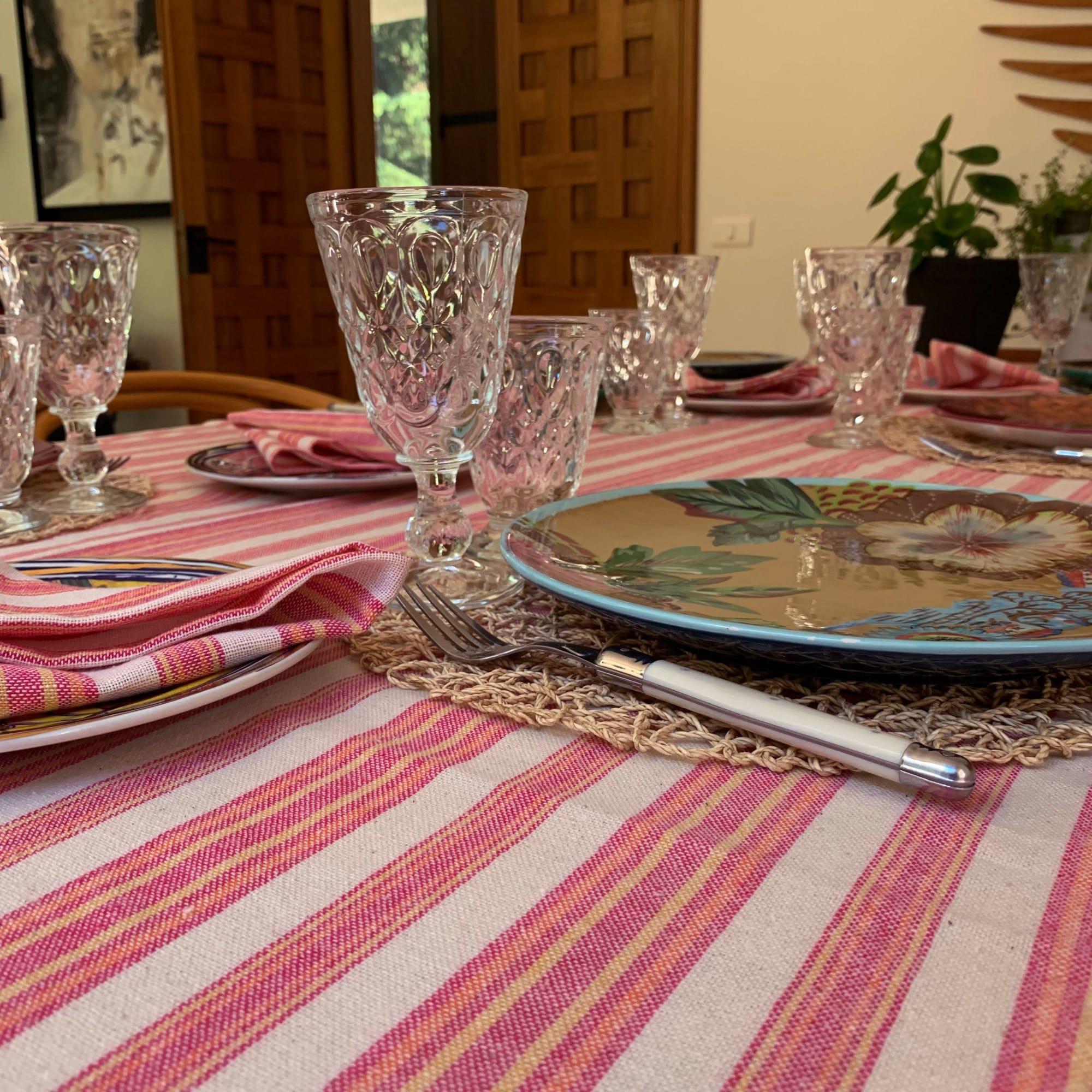 Linen Tablecloth Table Strip Napkins Runners Pink 