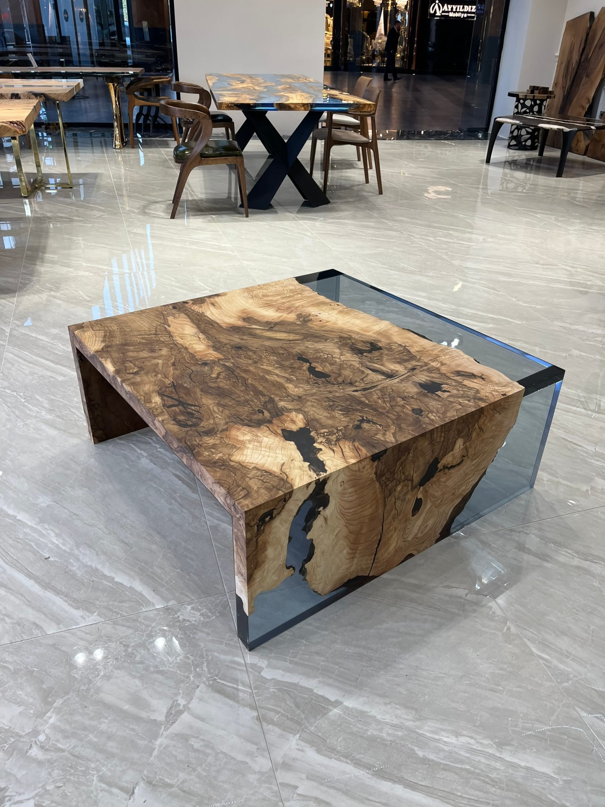 Waterfall Resin Table, Waterfall Coffee Table, Coffee Table by Tinella Wood