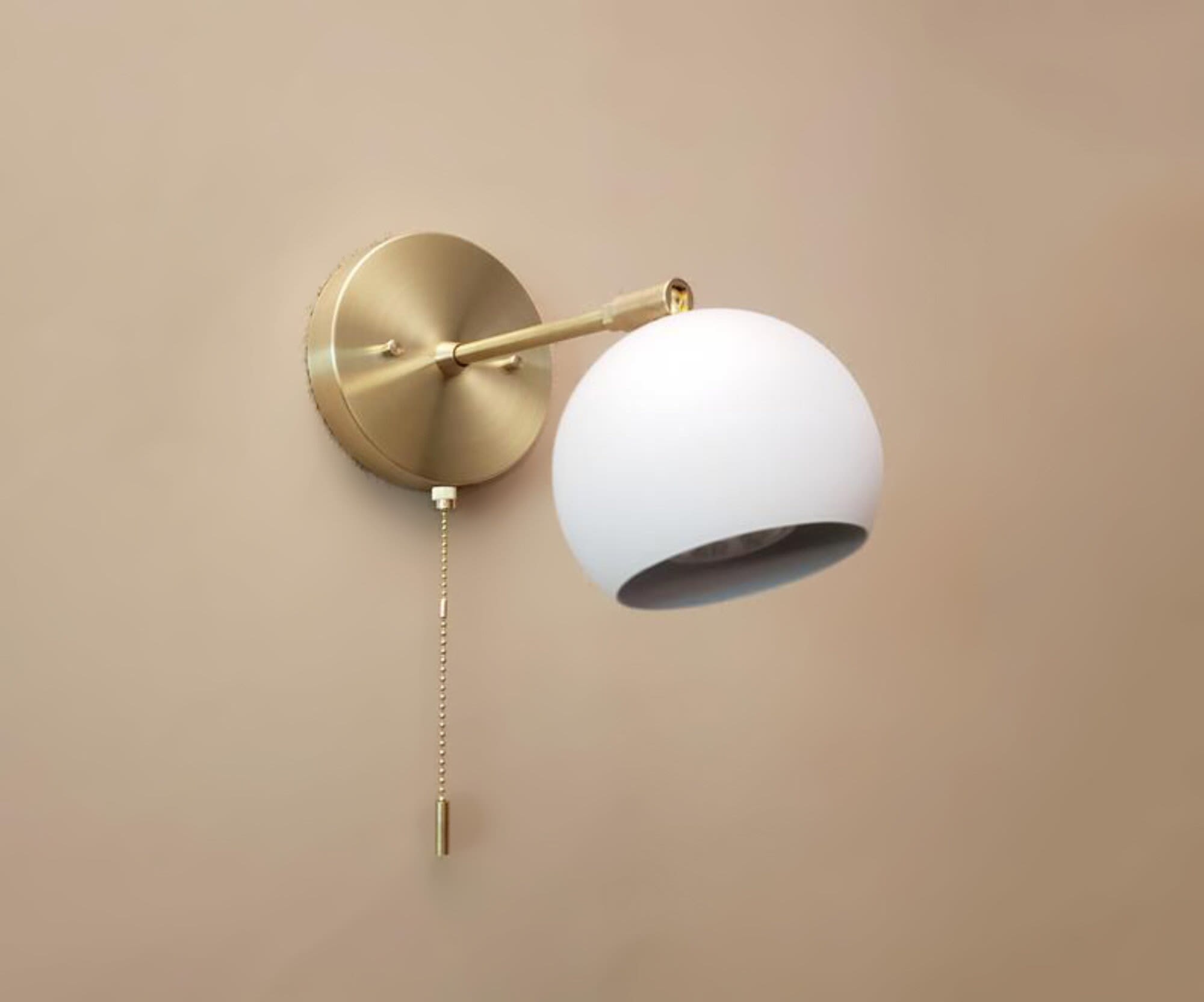 Pull Chain Adjustable Wall Light - Gold and White Modern by Retro Steam  Works