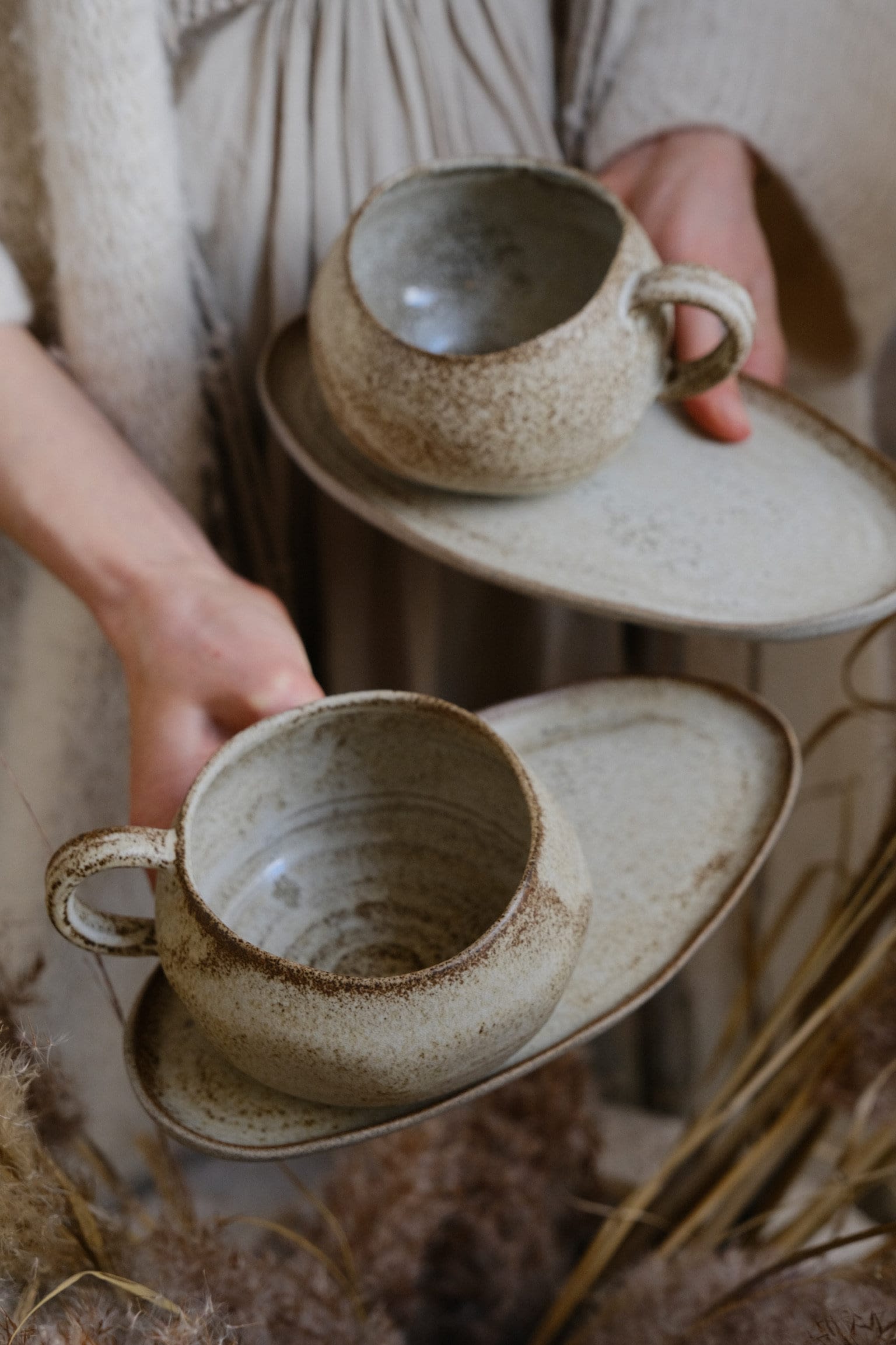 SET of (2 mugs) Earthling - Simplicity - organic natural by Laima  Ceramics