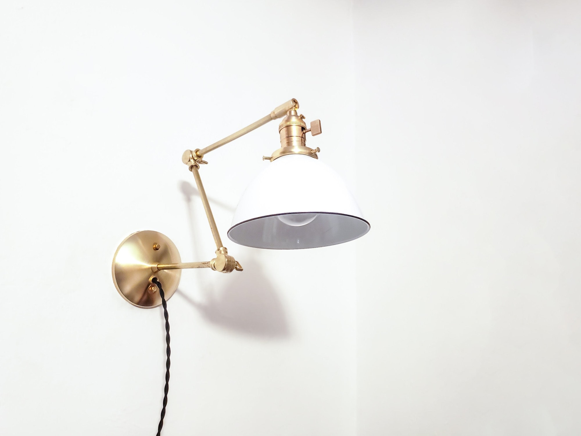 Pull Chain Adjustable Wall Light - Gold and White Modern by Retro Steam  Works