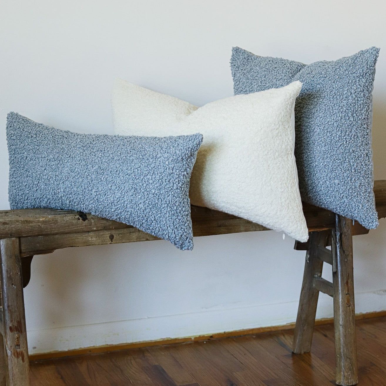 Steel blue throw outlet pillows