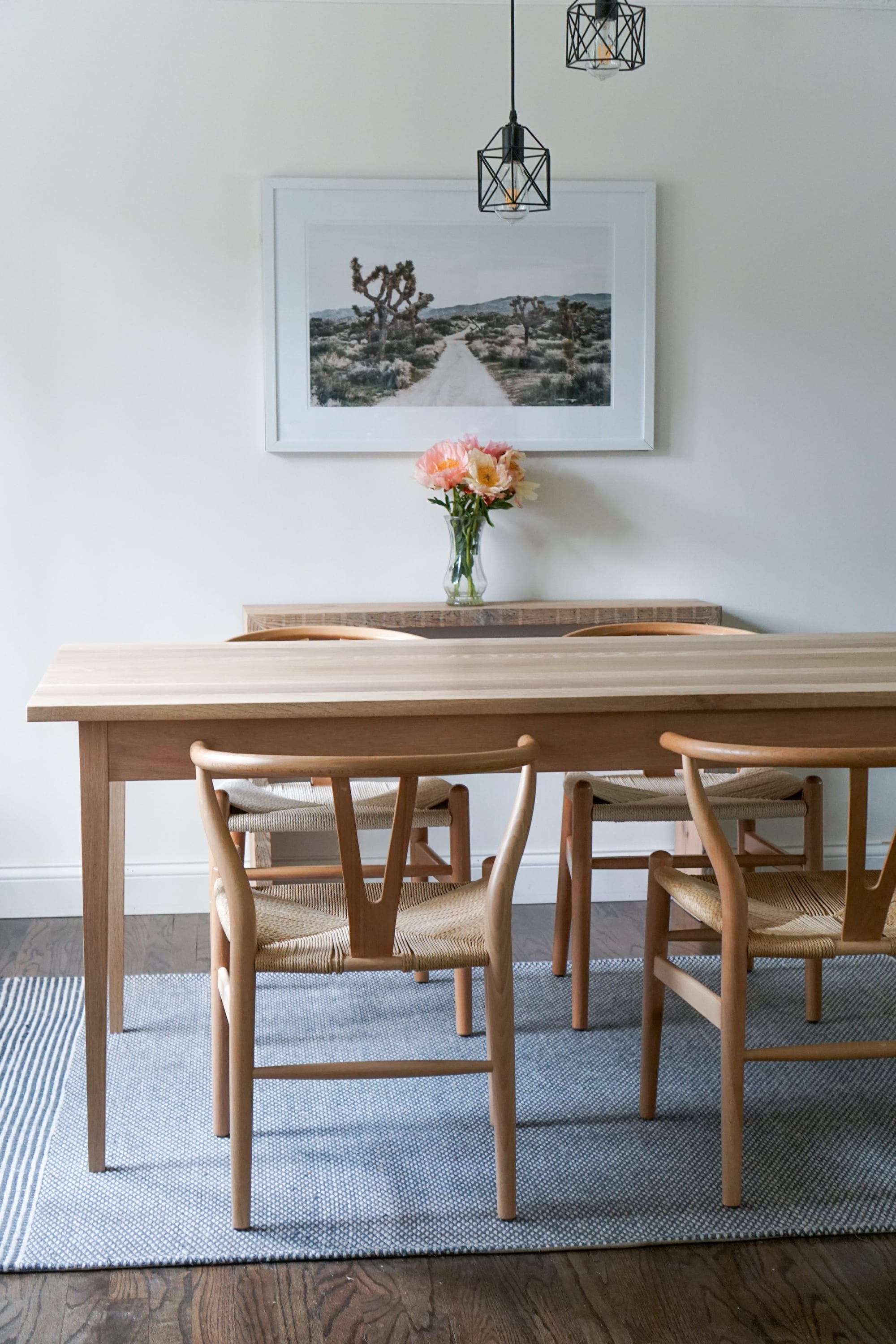 White oak dining online room set