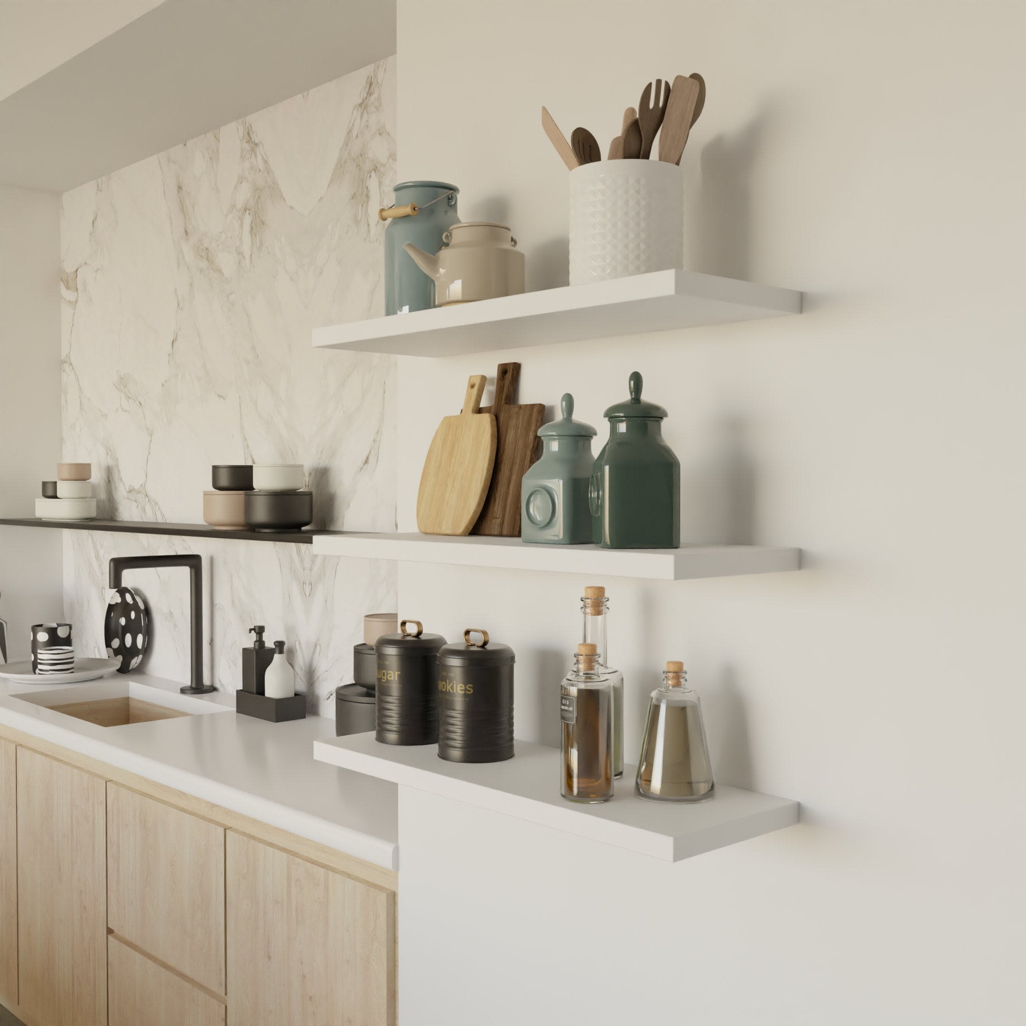 White Floating Shelf Custom Shelves On Wall Handmade Woode by