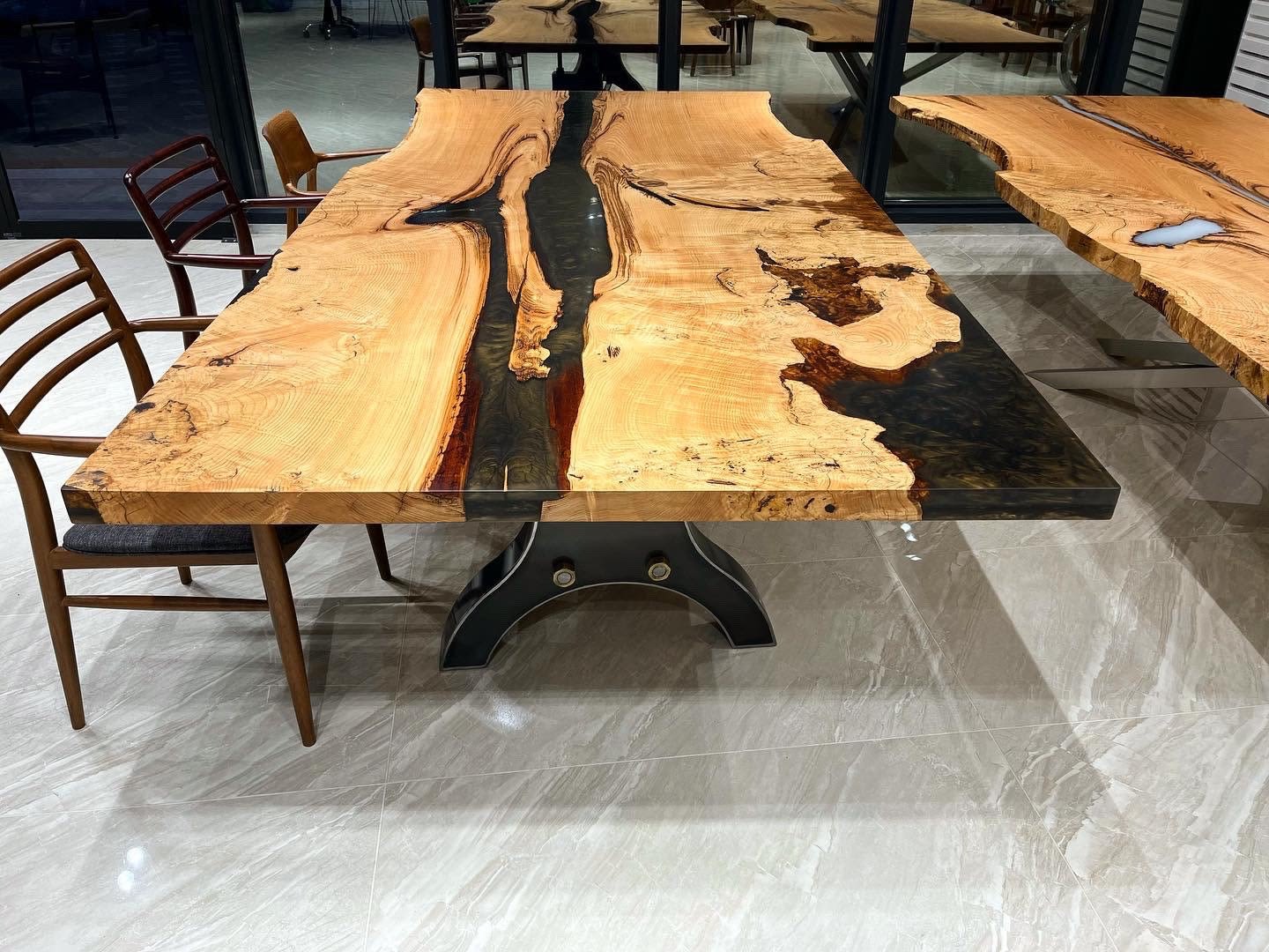 Custom Black Epoxy Wood Dining Table CT14